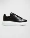 Alexander Mcqueen Women Black Low Top Sneakers With Logo Lettering On Tongue And Heel In Leather Wom In Black