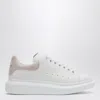 Alexander Mcqueen Oversize Sneakers In White Leather With Pink Suede Heel In White