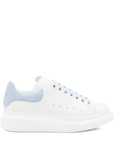 Alexander Mcqueen White Blue Leather Suede Platform Sneakers