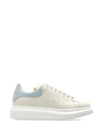 Alexander Mcqueen Oversized Low-top Sneakers In Croc-embossed Leather In White