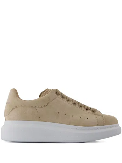 Alexander Mcqueen Suede And Leather Exaggerated-sole Sneakers In Brown