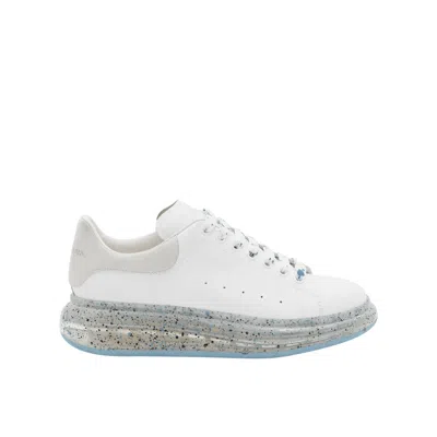 Alexander Mcqueen Oversized Gel Sole Leather Platform Sneakers In White/white/white
