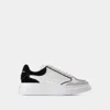 Alexander Mcqueen White Black Oversized Leather Sneakers In White