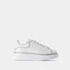 Alexander Mcqueen White Oversized Sneakers With Silver Piping In White