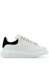 Alexander Mcqueen White Leather Sneakers With Black Suede Heel In White