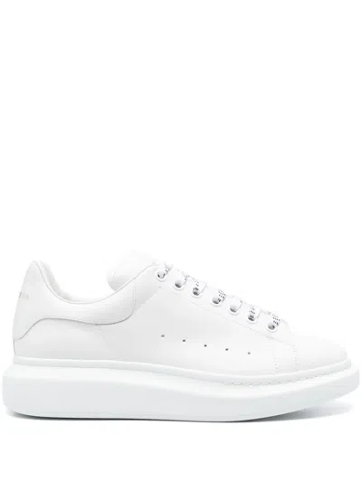 Alexander Mcqueen Men White Sneakers With Logo Lettering On The Rear And Oversize Rubber Sole In Lea In Animal Print