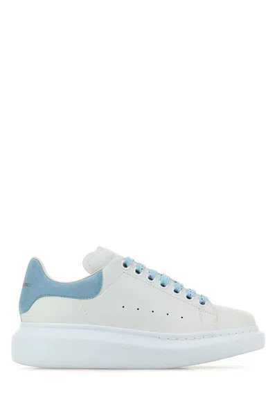 Alexander Mcqueen Overisize-sole Suede-trimmed Leather Sneakers In Blue