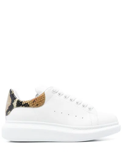 Alexander Mcqueen Oversized Sneakers With Python Print Heel  In White