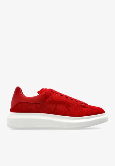 Alexander Mcqueen Oversized Suede Low-top Sneakers In Red