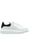 Alexander Mcqueen White Leather Sneakers With Black Suede Heel In Neutral