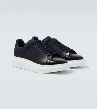 Alexander Mcqueen Oversized Suede-trimmed Leather Sneakers In Blue