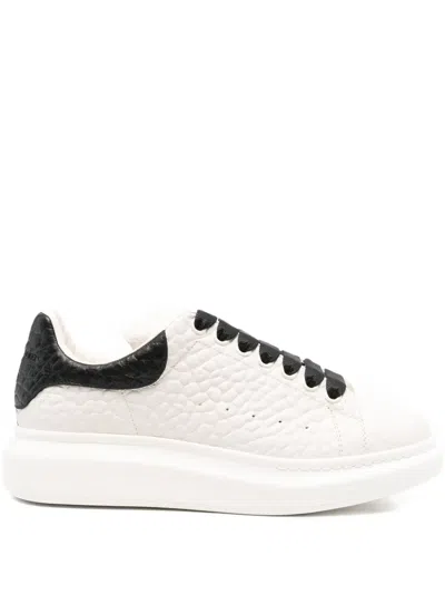 Alexander Mcqueen Oversized Textured Leather Sneakers In White