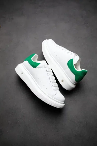 Pre-owned Alexander Mcqueen Oversized White Green Velvet Tail Sneakers In Us Sizes 8-12