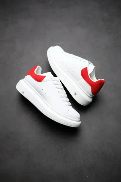 Pre-owned Alexander Mcqueen Oversized White Red Velvet Tail Sneakers Us Sizes 8-12