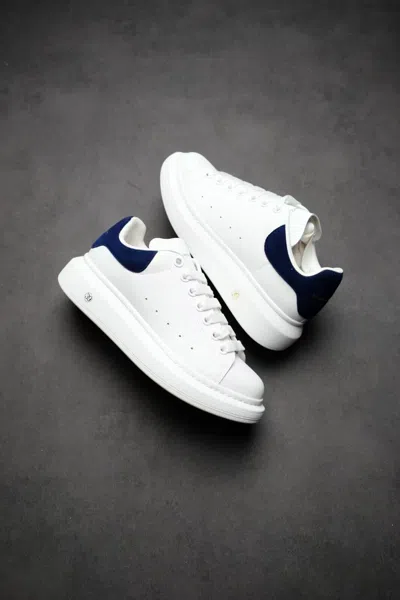 Pre-owned Alexander Mcqueen Oversized White Regular Blue Velvet Tail Sports Shoes Us 8-12