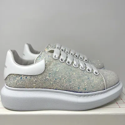 Pre-owned Alexander Mcqueen Oversized Women's Sneakers Size 7 Us/ 37 Eu White Glitter
