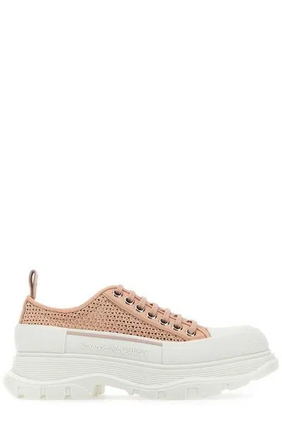 Alexander Mcqueen Oversized Woven Lace-up Sneakers For Women In White