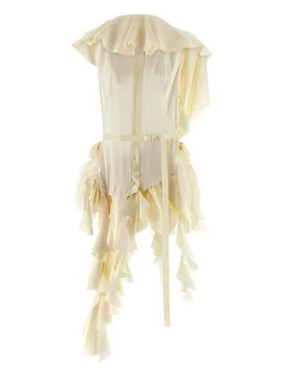 Alexander Mcqueen Oyster Ruffle-detail Georgette Top In Gold