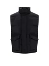 Alexander Mcqueen Padded And Quilted Nylon Sleeveless Jacket With Back Mcqueen Graffiti Print In Black
