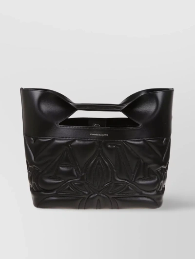 Alexander Mcqueen Padded Calf Leather Bow Tote In Black