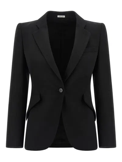ALEXANDER MCQUEEN PADDED-SHOULDER SINGLE-BREASTED BLAZER