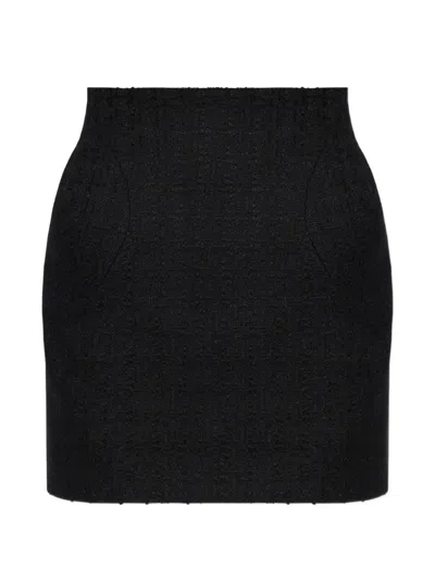Alexander Mcqueen Padded-hip Tweed Mini Skirt In Black