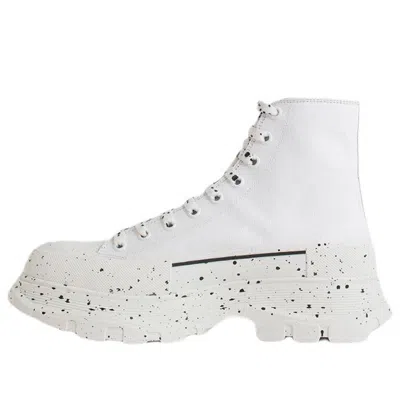 Alexander Mcqueen Paint Tread Slick High Sneakers 'white Black'