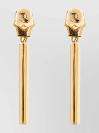 Alexander Mcqueen Pair Of Gold-tone Skull Drop Earrings In Yellow