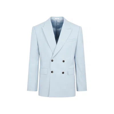 Alexander Mcqueen Pale Blue Neat Shoulder Jacket