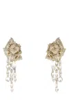 Alexander Mcqueen Floral Drop Earrings Featuring Crystal Embellishments In Gold