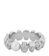 Alexander Mcqueen Palladium-plated Skull And Pearl Ring In Metallic