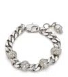 Alexander Mcqueen Silver-colored Chain Bracelet With Skull Details In Brass Men In Neutral
