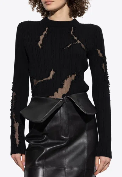 Alexander Mcqueen Paneled Wool Sweater In Black