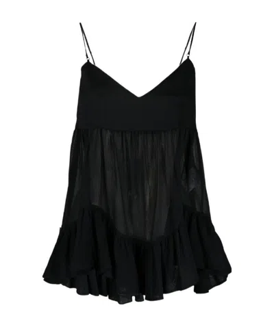 Alexander Mcqueen Panelled Seersucker Camisole In Black