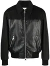 Alexander Mcqueen Leather And Fabric Bomber Jacket In Black