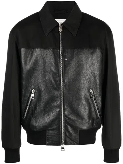 Alexander Mcqueen Zipped Bomber Jacket With Panels In Black