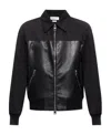 Alexander Mcqueen Leather And Fabric Bomber Jacket In Black