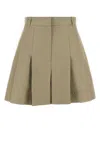 Alexander Mcqueen Women Dove Grey Cotton Shorts In Green