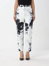 Alexander Mcqueen Viscose Trouser With Floral Print In White