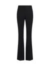 Alexander Mcqueen Wool Flared Leg Pant With Folded Waistband In Black
