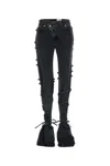 Alexander Mcqueen Flared Jeans With Unique Lace-up Detailing And High-quality Cotton Fabric In Blackstonewashed