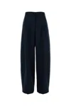 Alexander Mcqueen Navy Blue Wool Wide-leg Pant In Blue