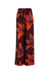 Alexander Mcqueen Wide-leg Silk Twill Trousers With Flame Lily Print In Floral