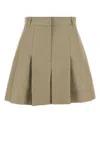 Alexander Mcqueen Women Dove Grey Cotton Shorts In Green