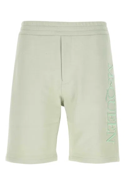 ALEXANDER MCQUEEN PASTEL GREEN COTTON BERMUDA SHORTS