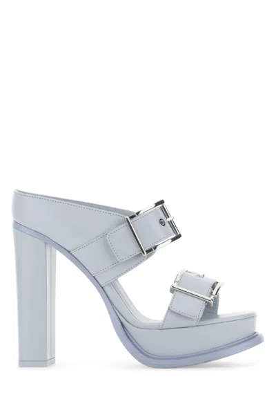 Alexander Mcqueen Pastel Light-blue Leather Sandals In 4559