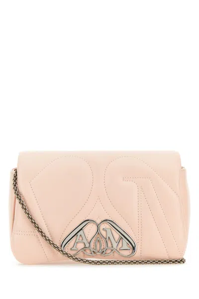 ALEXANDER MCQUEEN PASTEL PINK LEATHER MINI SEAL CLUTCH