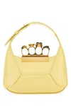 Alexander Mcqueen Women Pastel Yellow Leather Mini Jewellered Hobo Handbag In Yellow