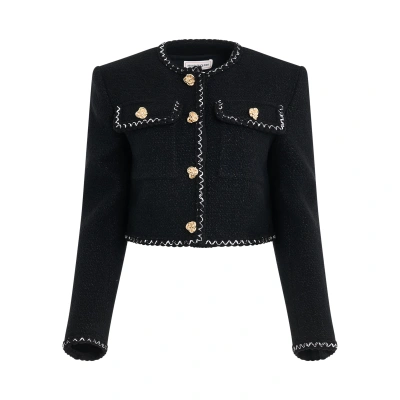 Alexander Mcqueen Patch Pocket Tweed Jacket In Black