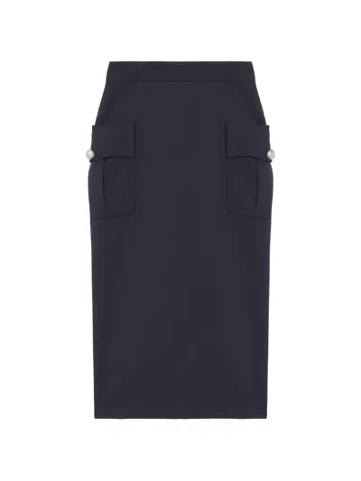 Alexander Mcqueen Patch-pocket Midi Skirt In Blue